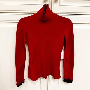 AWAKE Mode Designer Luxury Women’s Thick Gauzy Mock Neck Long Sleeve Blouse